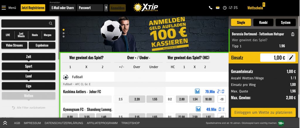 xtip webseite sportwettenschweiz