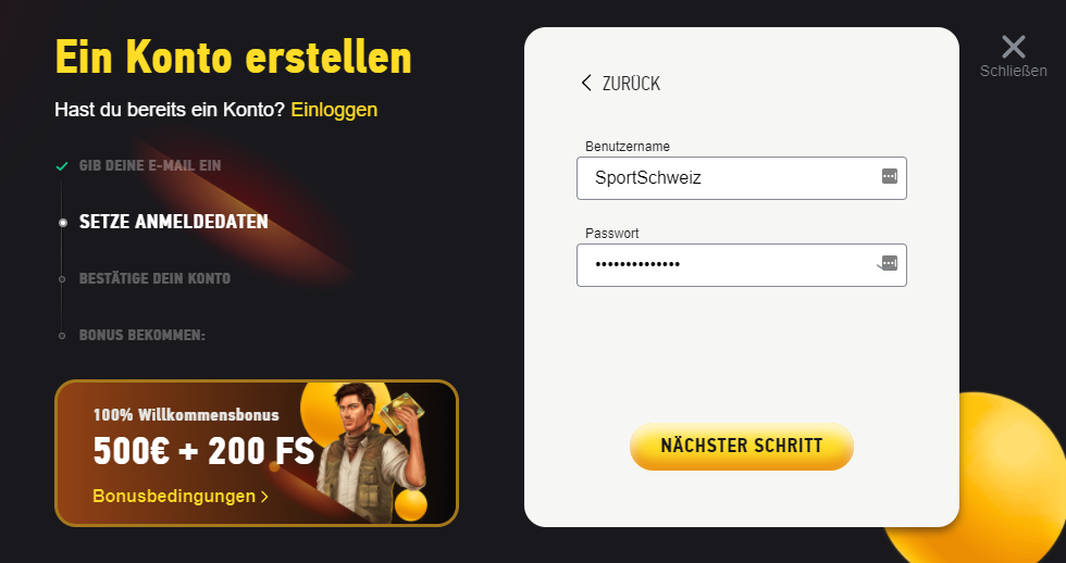 FEZbet Registrierung 2