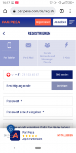Paripesa Schweiz Registrierung